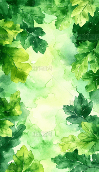 绿色水彩水粉水墨纹理感背景素材图