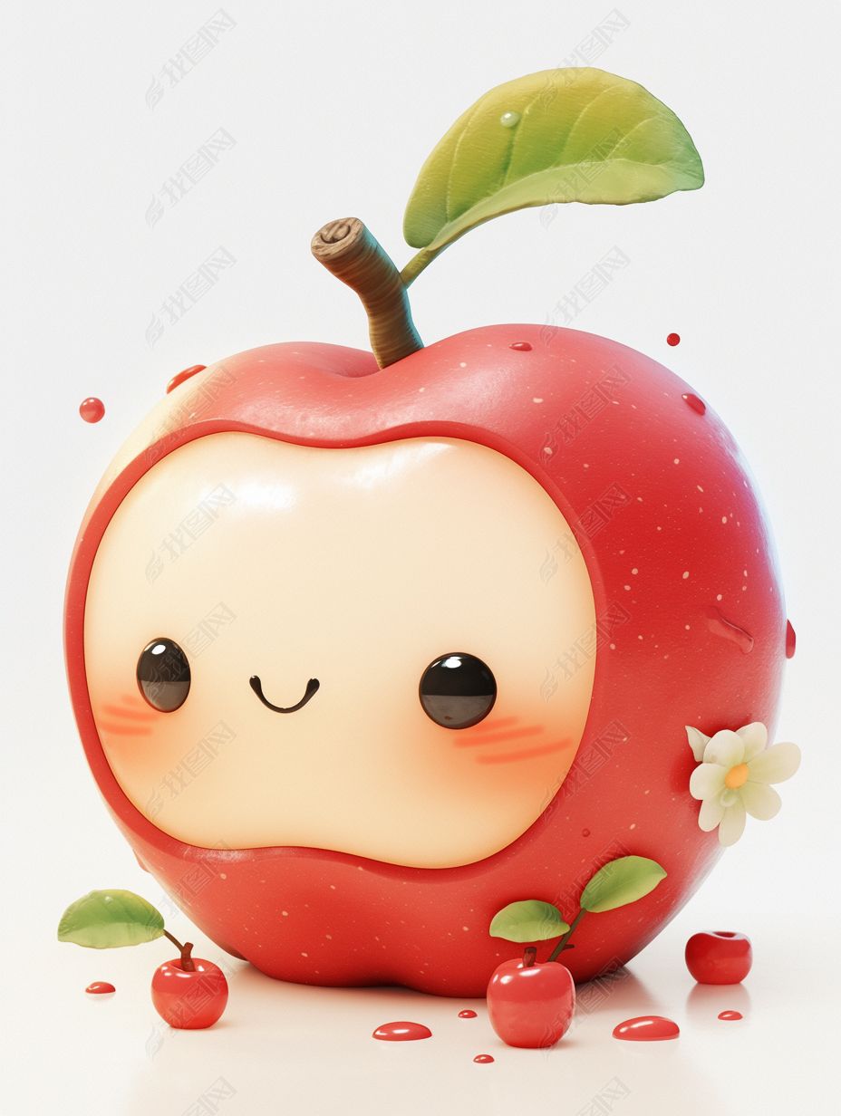 原创可爱拟人卡通水果苹果元素