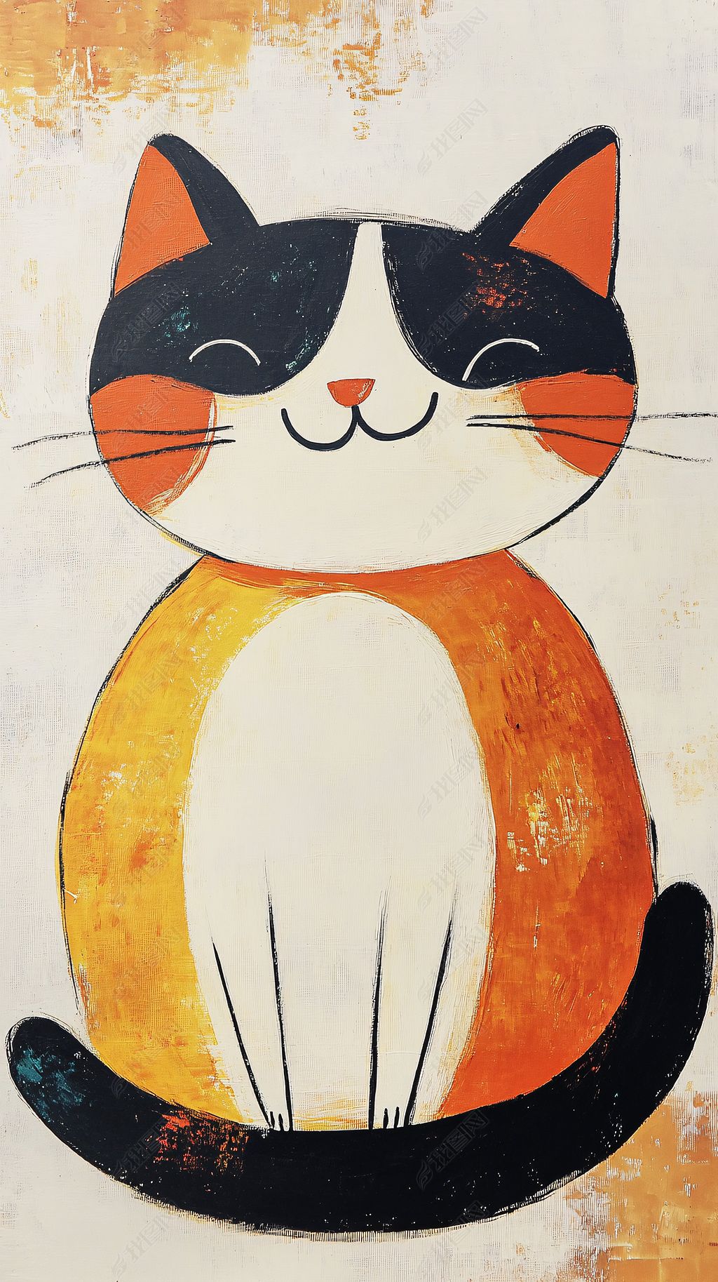 原创可爱三色猫咪插画