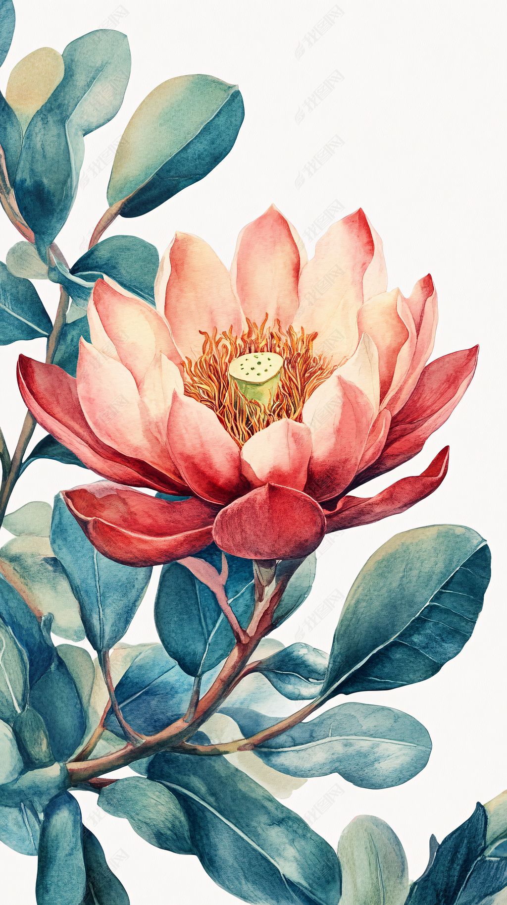 原创手绘绽放帝王花插画