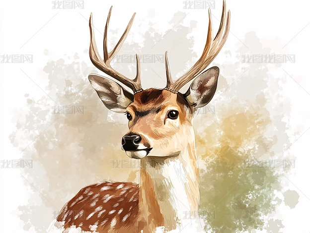水彩鹿鹿图片大全-水彩鹿鹿背景图片-我图网
