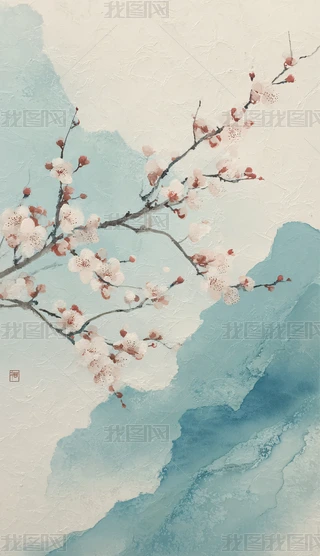 水墨梅花山水插画下载-编号36646510-{$className}-我图网