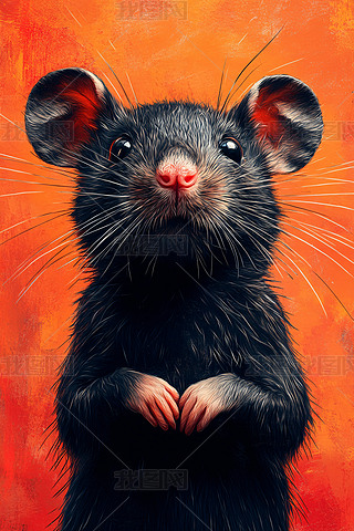 可爱黑老鼠插画