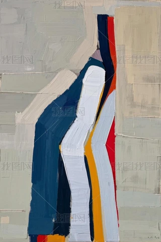 油彩画 人物 抽象的 绘色彩缤纷的抽象人物白色蓝色红色和黄色条纹高下载-编号