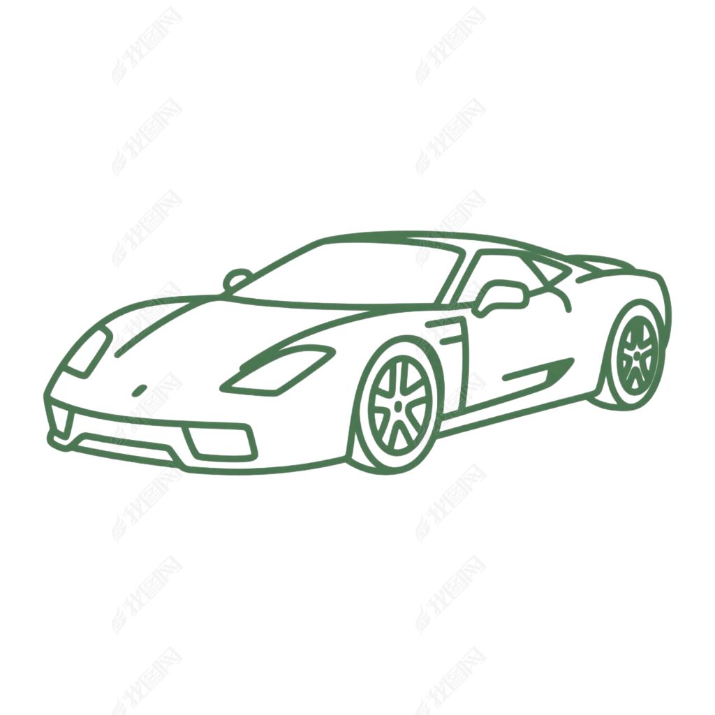 原创手绘卡通交通工具跑车线稿免抠元素
