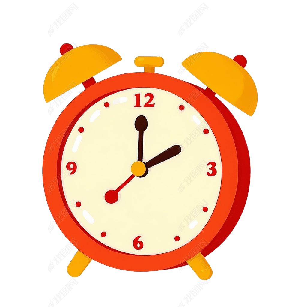 原创卡通矢量闹钟时钟闹铃钟表简笔画免扣素材