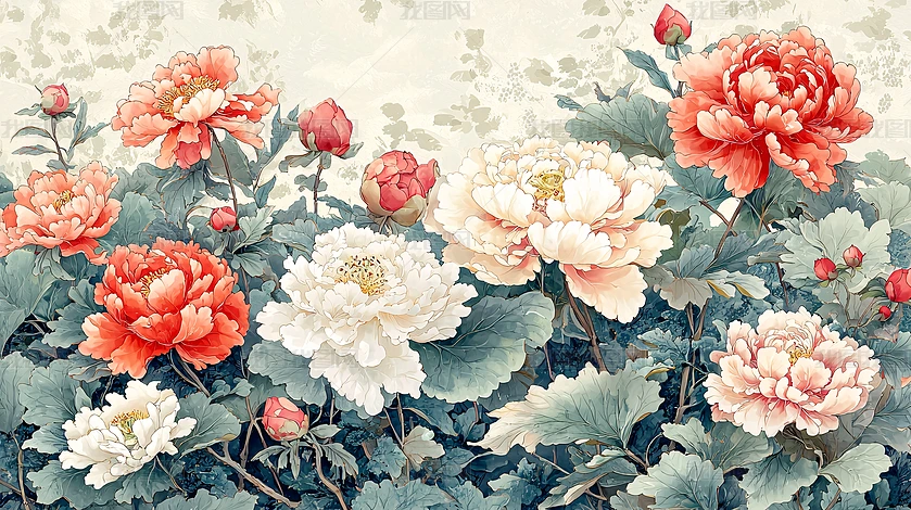 国画水墨画牡丹