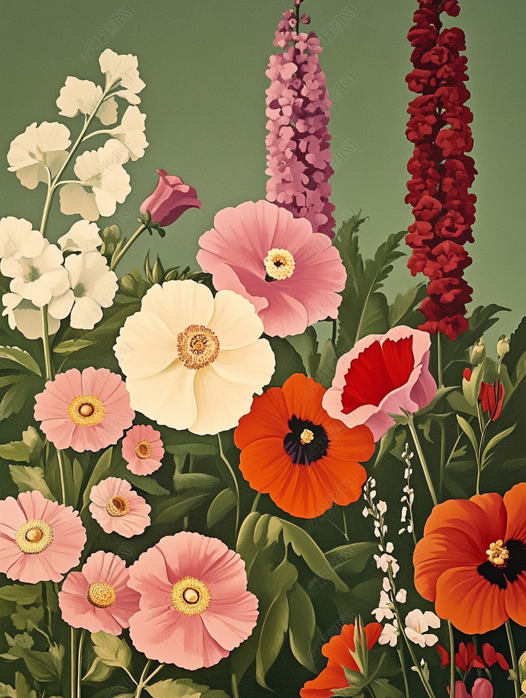 原创鲜艳的花卉插图ai插画海报背景高清图片素材