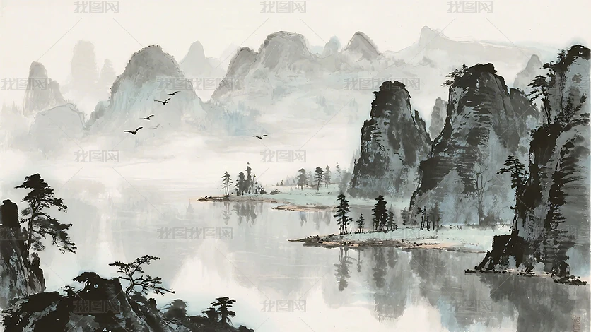 子扬水墨画 山水風景 水墨山水风景图下载-编号36932156-{$className}-我图网