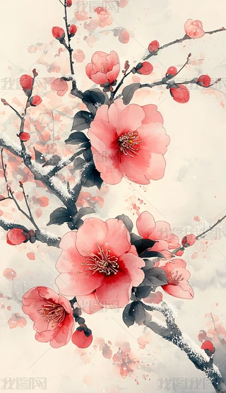 水墨画梅花下载-编号37023981-{$className}-我图网