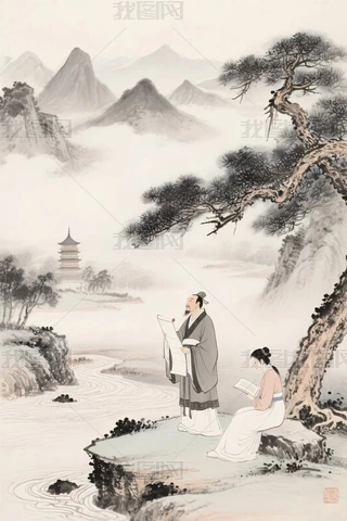 画水墨人物图片大全-画水墨人物背景图片-我图网