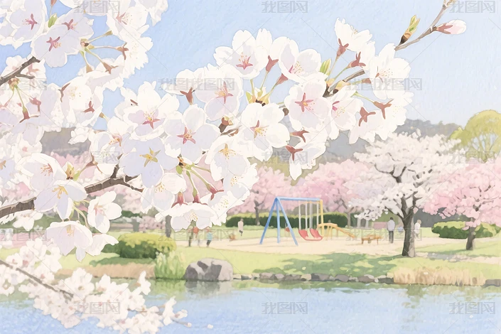 2025年最新水彩樱花樱花壁纸专题模板-水彩樱花樱花壁纸图片素材