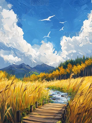 肉質画　風景画 风景画- 无水印高清作品- 麦田艺术