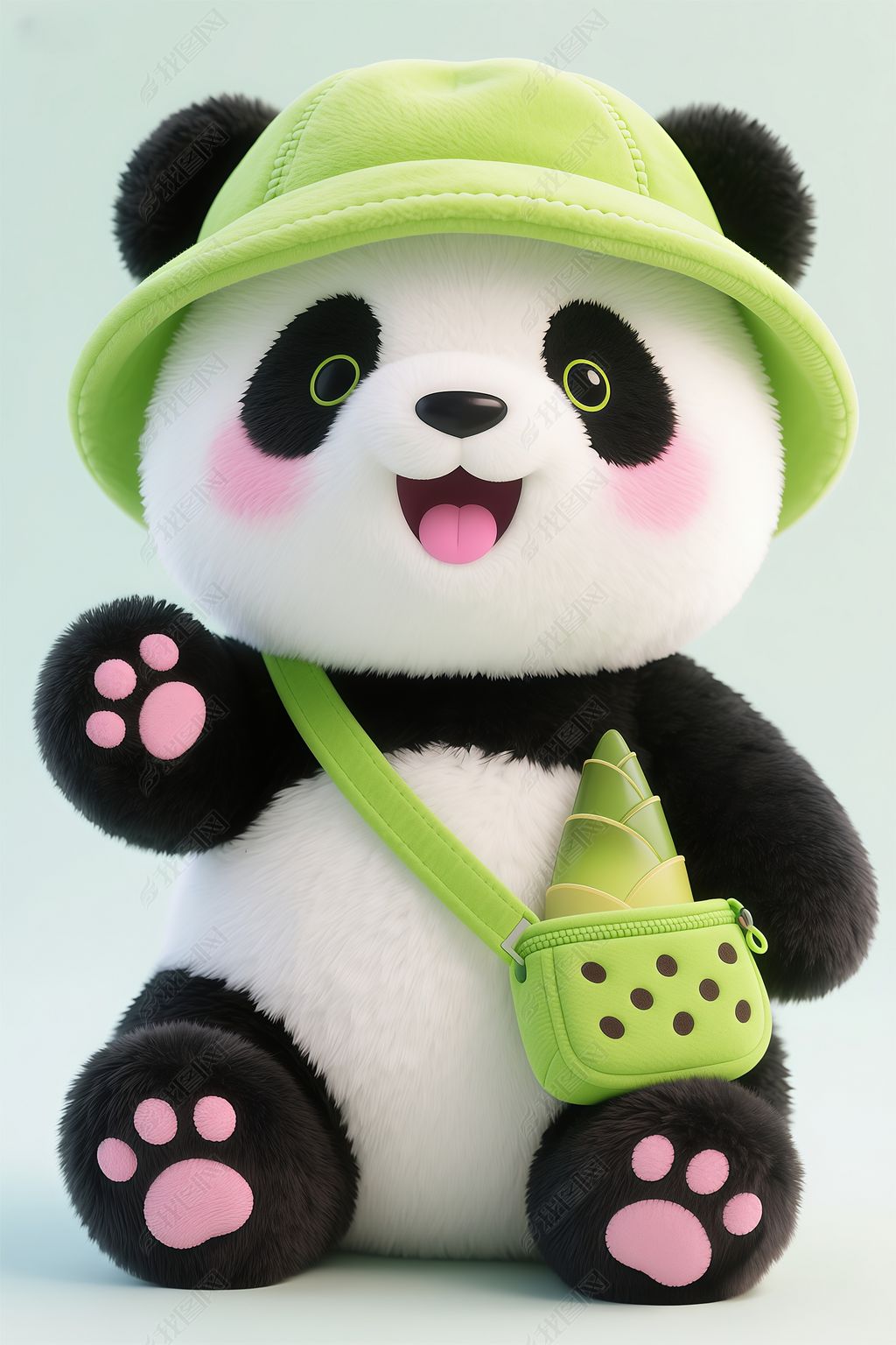 原创卡通动物熊猫竹笋