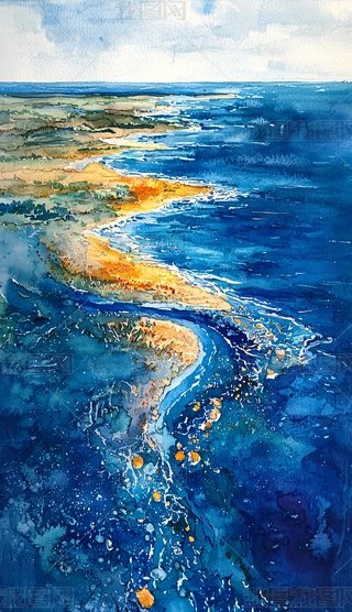 画海景水彩图片大全-画海景水彩背景图片-我图网