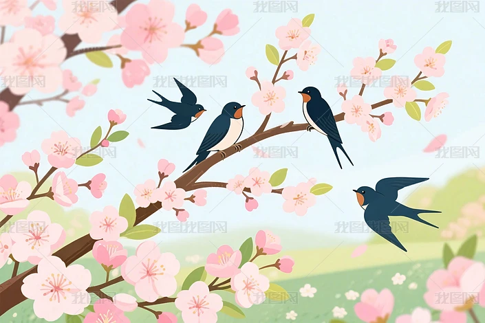 櫻花小禽圖 動植綵絵 18 桃花小禽図 Toka Shokin-zu(Peach Blossoms and