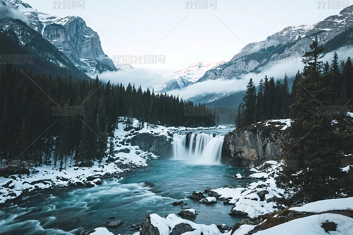 瀑布山水圖 瀑布山水玄关画_图品汇