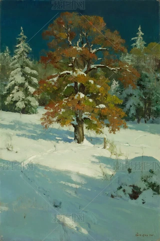 油画雪景图片大全-油画雪景背景图片-我图网