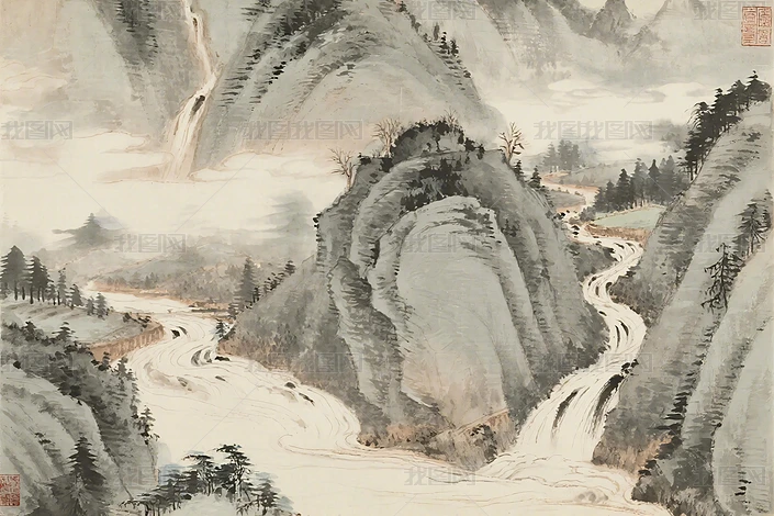 中国山水水墨国画下载-编号37152836-{$className}-我图网