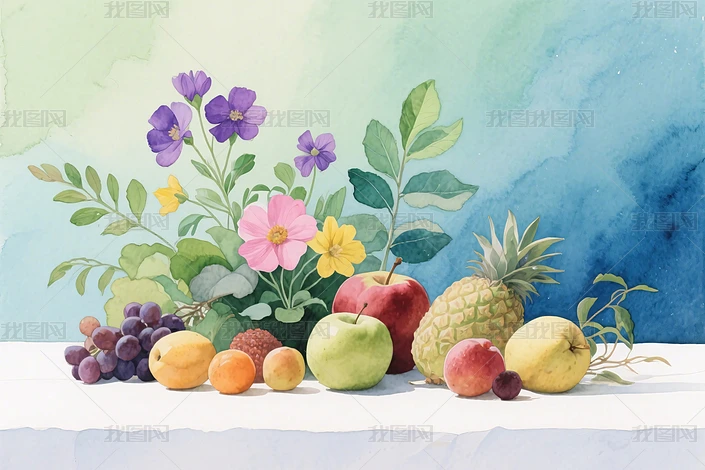 水彩花卉水果静物