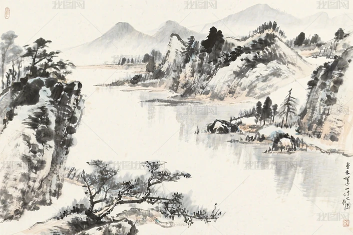 中国山水水墨国画下载-编号37161396-{$className}-我图网