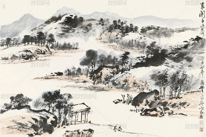 中国传统山水水墨画下载-编号37161413-{$className}-我图网