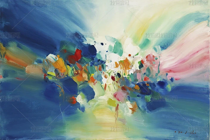 抽象画 僧侶 油彩画 色彩斑斓抽象油画下载-编号37196952-{$className}-我图网