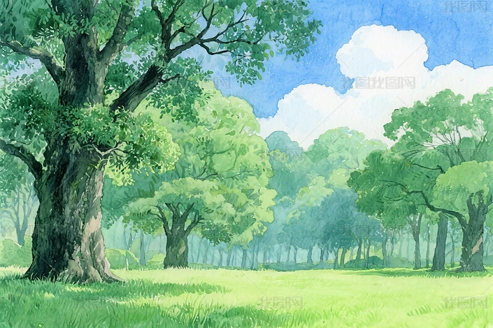 水彩森林风景专题模板-水彩森林风景图片素材下载-我图网