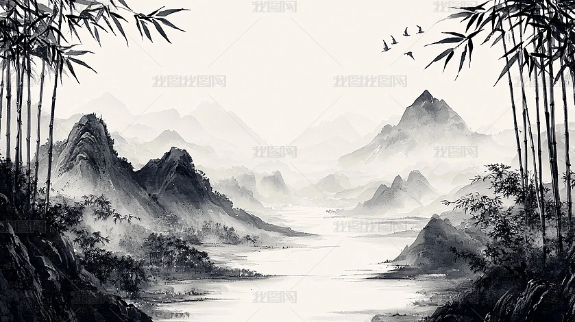 中国山水画 男性に人気！ シルク水墨画 山水画 風景画 きつ 絵画 - 絵画