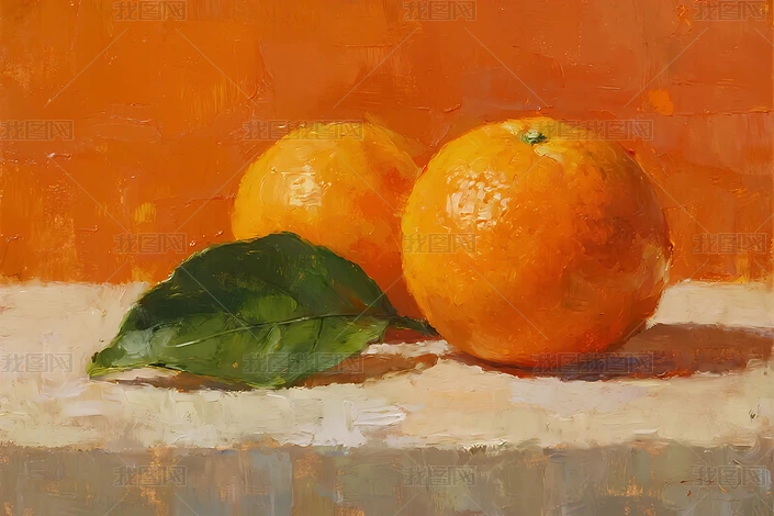 静物油画橙子绿叶下载-编号37235484-{$className}-我图网