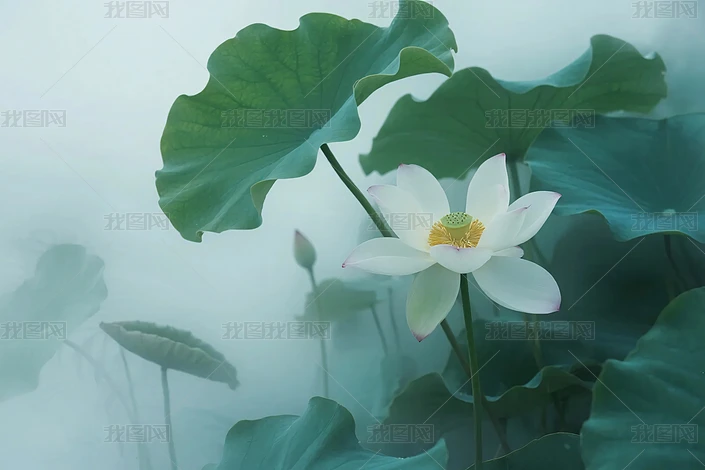 荷花荷叶朦胧水墨风下载-编号37298304-{$className}-我图网