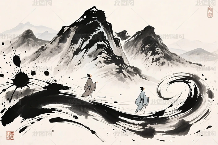 画水墨人物图片大全-画水墨人物背景图片-我图网