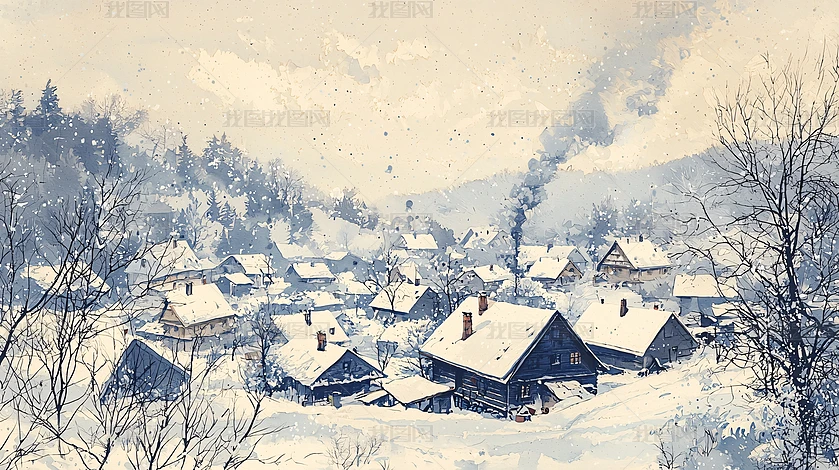 雪风景油画图片大全-雪风景油画背景图片-我图网