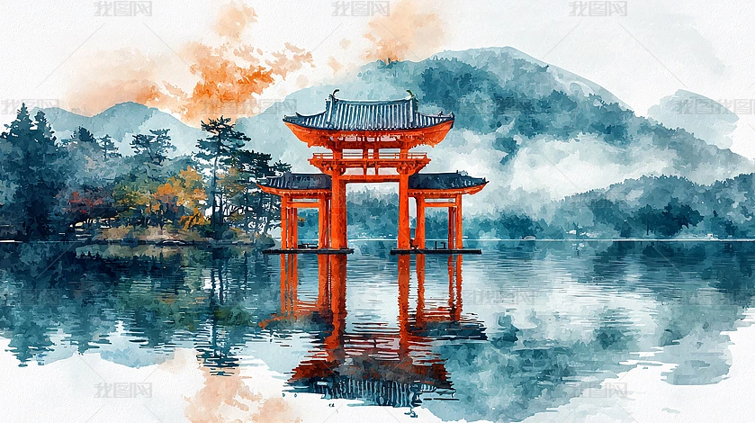 日本印象派风景水彩画专题模板-日本印象派风景水彩画图片素材下载-我图网