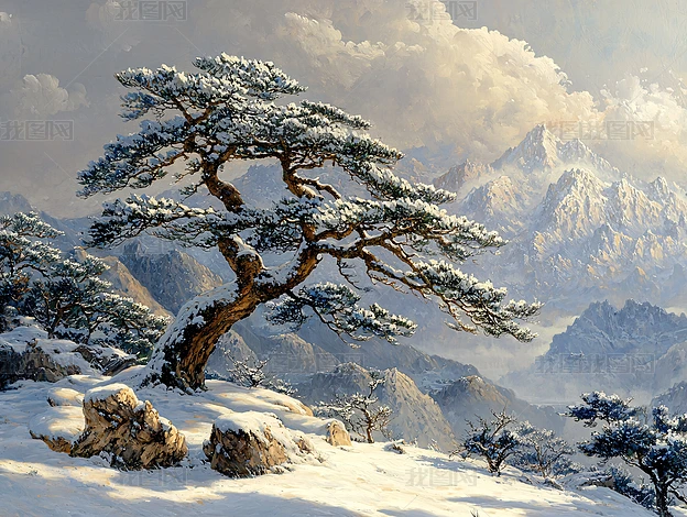 雪风景油画图片大全-雪风景油画背景图片-我图网