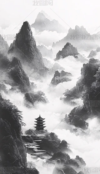 山水水墨风景画下载-编号37222297-{$className}-我图网