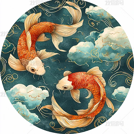 鲤鱼水墨图片大全-鲤鱼水墨背景图片-我图网