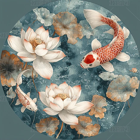 鲤鱼水墨图片大全-鲤鱼水墨背景图片-我图网