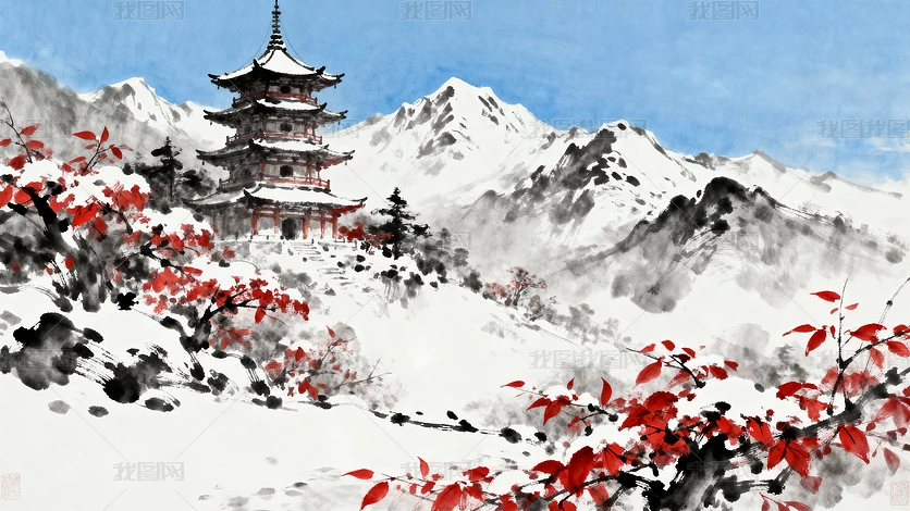 ˮīѩ������ͼ���ѩɽ��Ӱ����ͳˮīɽˮ