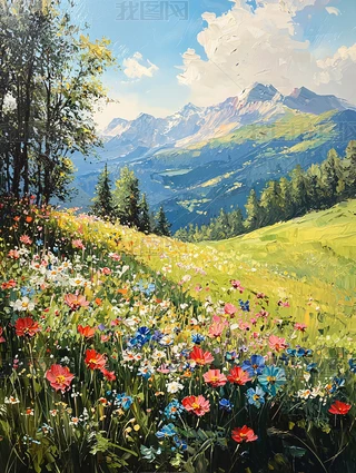 彩色风景画图片大全-彩色风景画背景图片-我图网