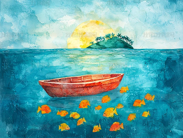 水彩画(海景)№191 画海景水彩图片大全-画海景水彩背景图片-我图网