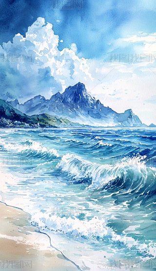 水彩画(海景)№191 海景水彩画海景水彩画法教程– 博物迷