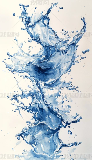 蓝色水彩画图片大全-蓝色水彩画背景图片-我图网