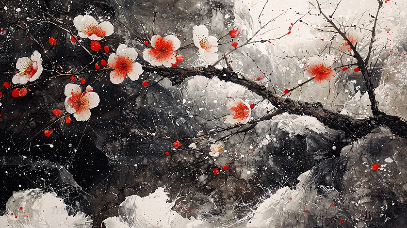 水墨梅花下载-编号37687166-{$className}-我图网