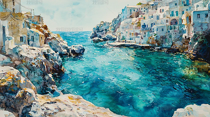 水彩画(海景)№46 水彩画海图片大全-水彩画海背景图片-我图网