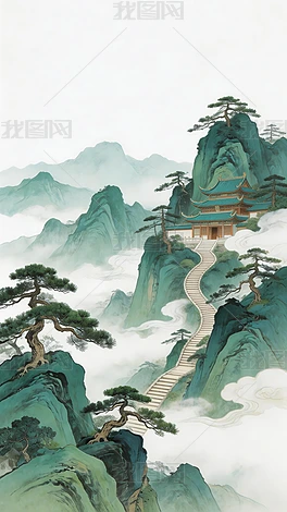 ����ɫ��ɽˮ������廭