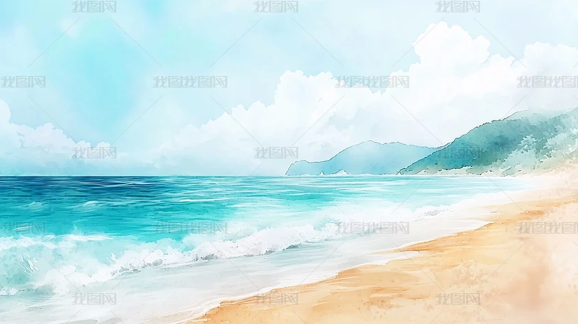 水彩画(海景)№191 画海景水彩图片大全-画海景水彩背景图片-我图网