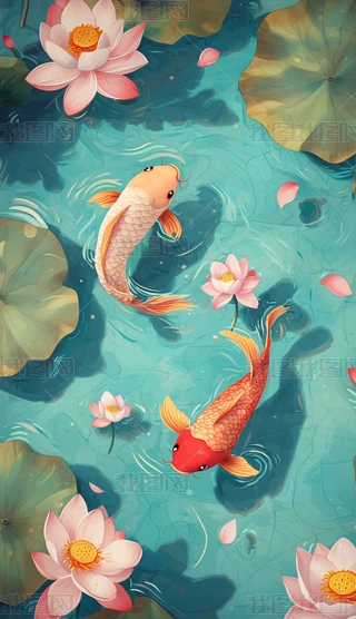 鲤鱼水墨图片大全-鲤鱼水墨背景图片-我图网