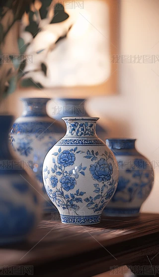 青花花瓶图片大全-青花花瓶背景图片-我图网