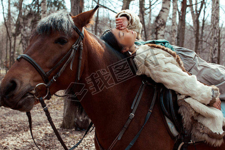 Mongolian girl with horse